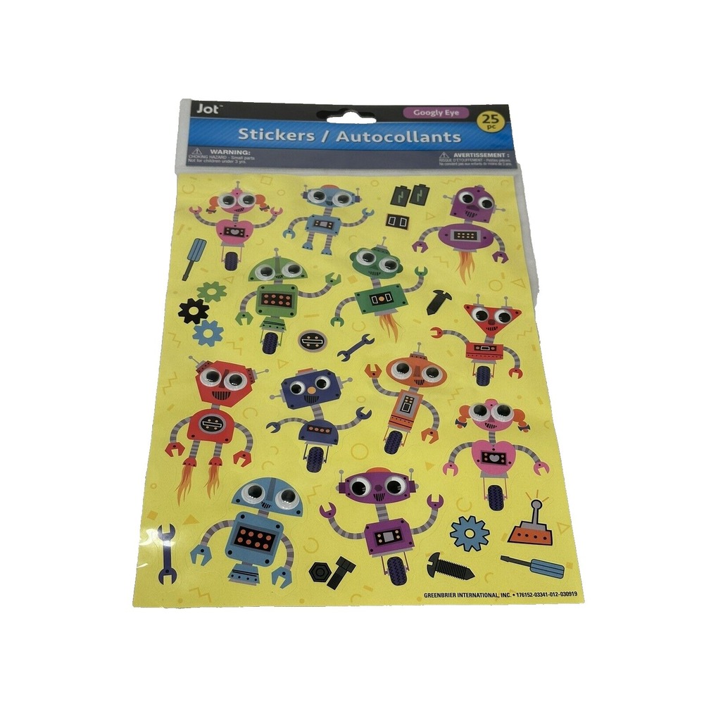 JOT 25 stickers googly eye‎ crafts scrapbook art ROBOTS